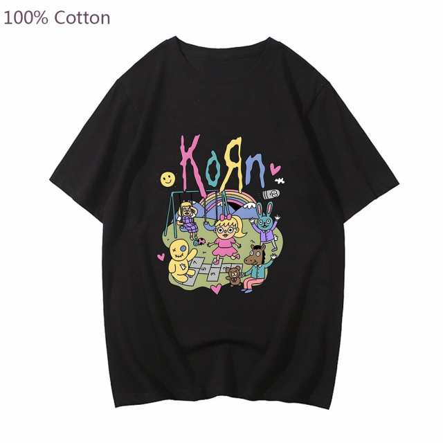 KoRn 半袖Tシャツ カートゥーンデザイン コットン素材 表